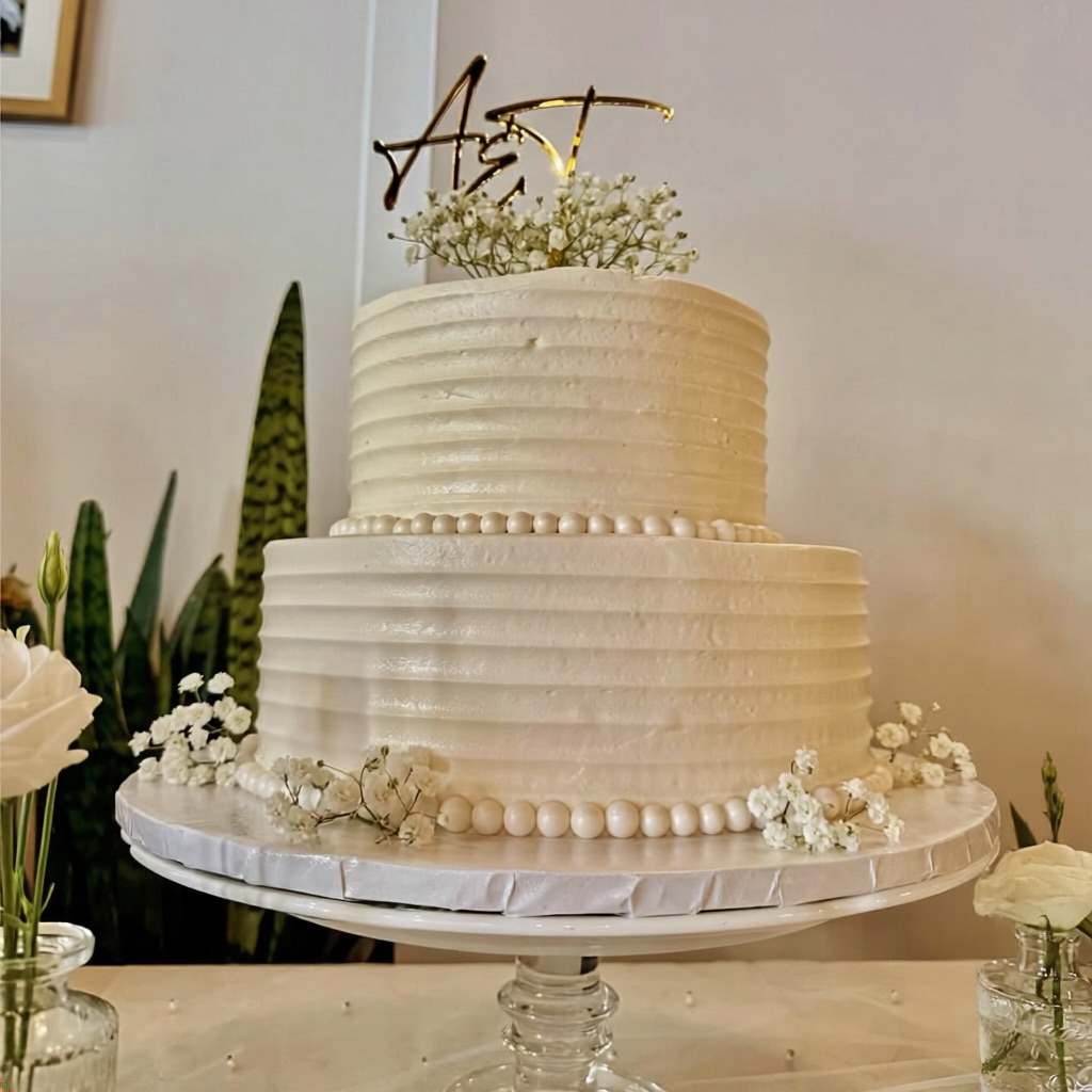 Celebration cake display for a private event at Flavia’s